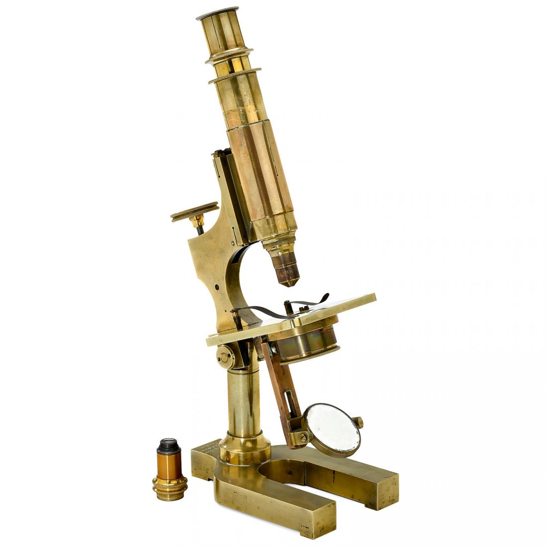 Watson & Sons Compound Microscope, c. 1885: Watson & Sons Compound Microscope, c. 1885 Signed on the horseshoe base: "Watson & Sons, 313 High Holborn, London", serial no. 2075, patinated brass, tilting stand, double-mirror, substage condenser l