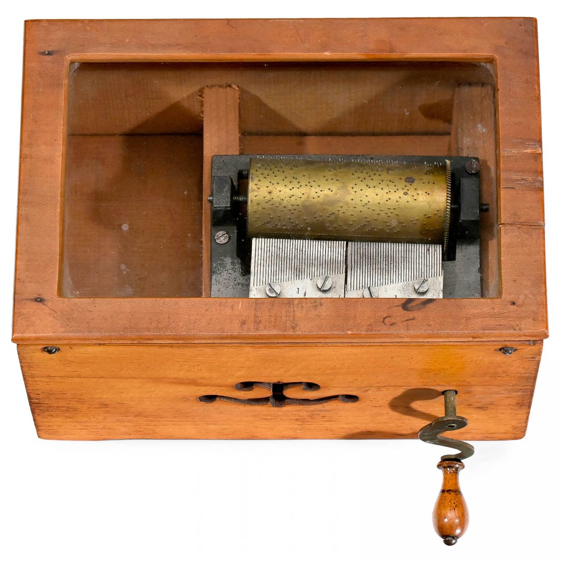 Two-Per-Turn Large Manivelle Musical Box by Mermod: Two-Per-Turn Large Manivelle Musical Box by Mermod Frères, c. 1900 No. 15, playing "The Mocking Bird" and "Old Folks at Home" on a single revolution, with sublime harmony combs stamped "I" and "L", i