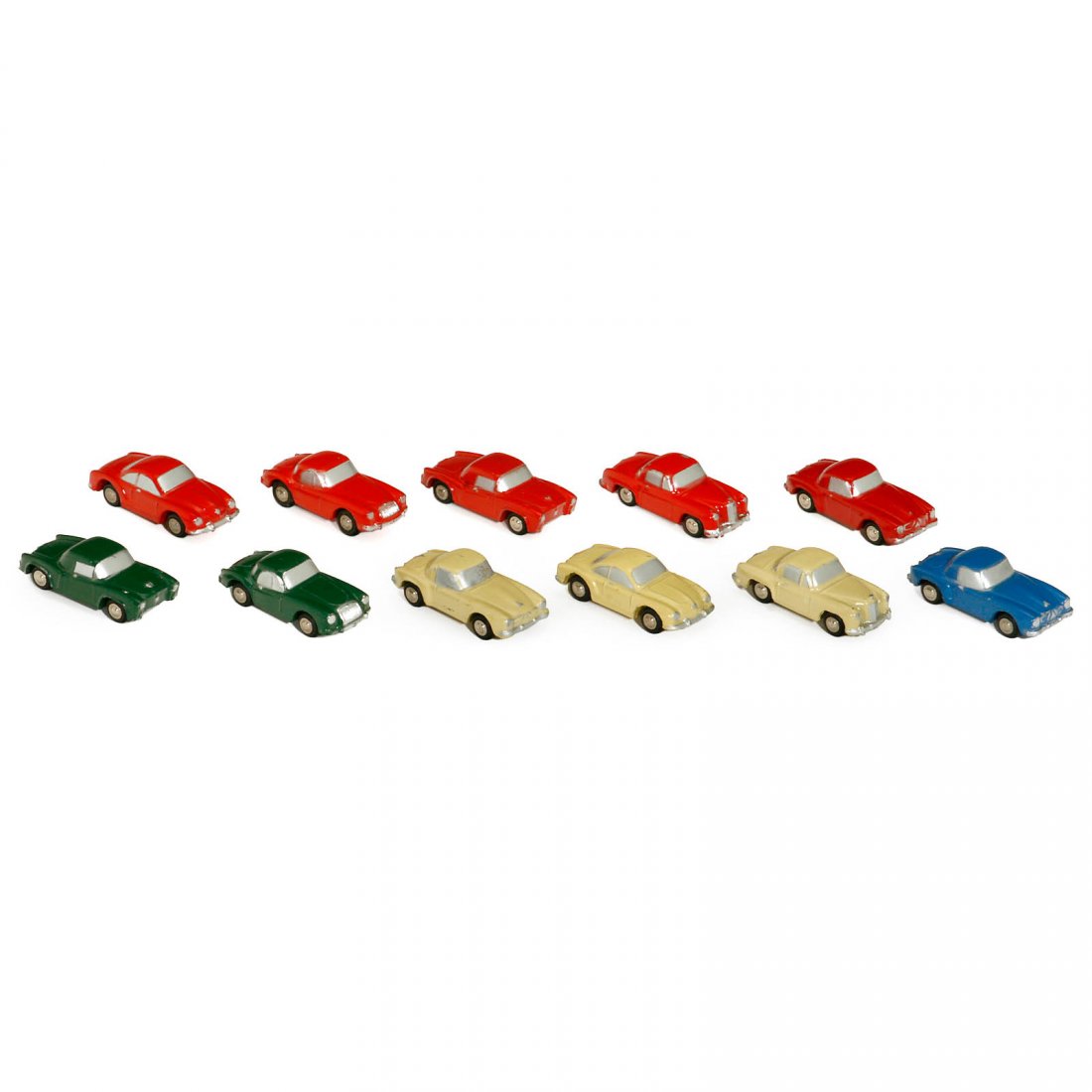 Nice Group of 11 Schuco Piccolos, c. 1965: Nice Group of 11 Schuco Piccolos, c. 1965 Made in Western Germany, diecast; 2 x MG-MGA no. 714 in red and green; 3 x Mercedes-Benz 190 SL no. 713 in red, blue and beige; 2 x VW Karmann Ghia no. 715 in