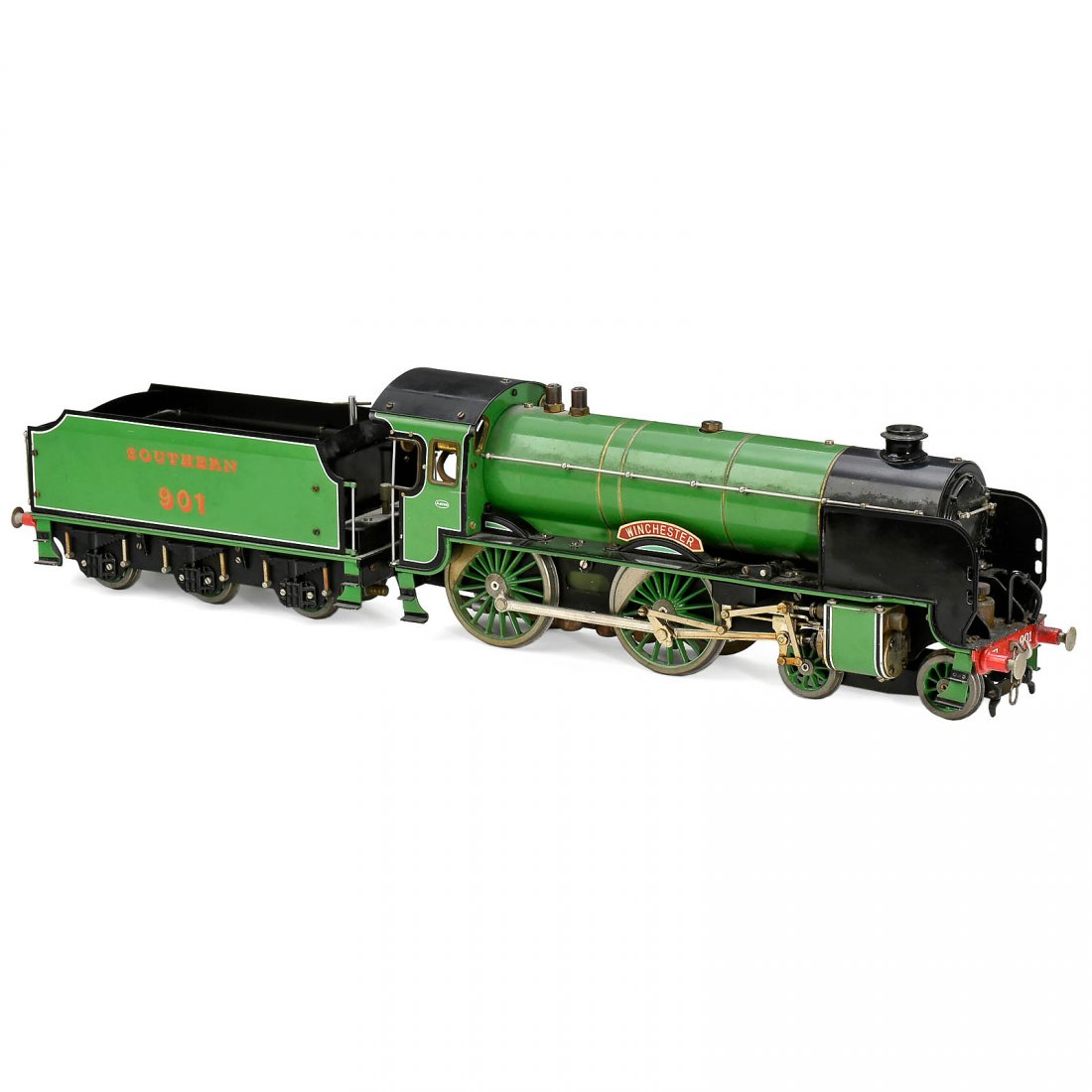Aster Gauge I Live Steam Locomotive, c. 1990: Aster Gauge I Live Steam Locomotive, c. 1990 Winchester 4-4-0 Southern Locomotive No. 901. British tender locomotive, factory-built, 1:32 scale, spirit-fired, twin double-action cylinders, length 22 �