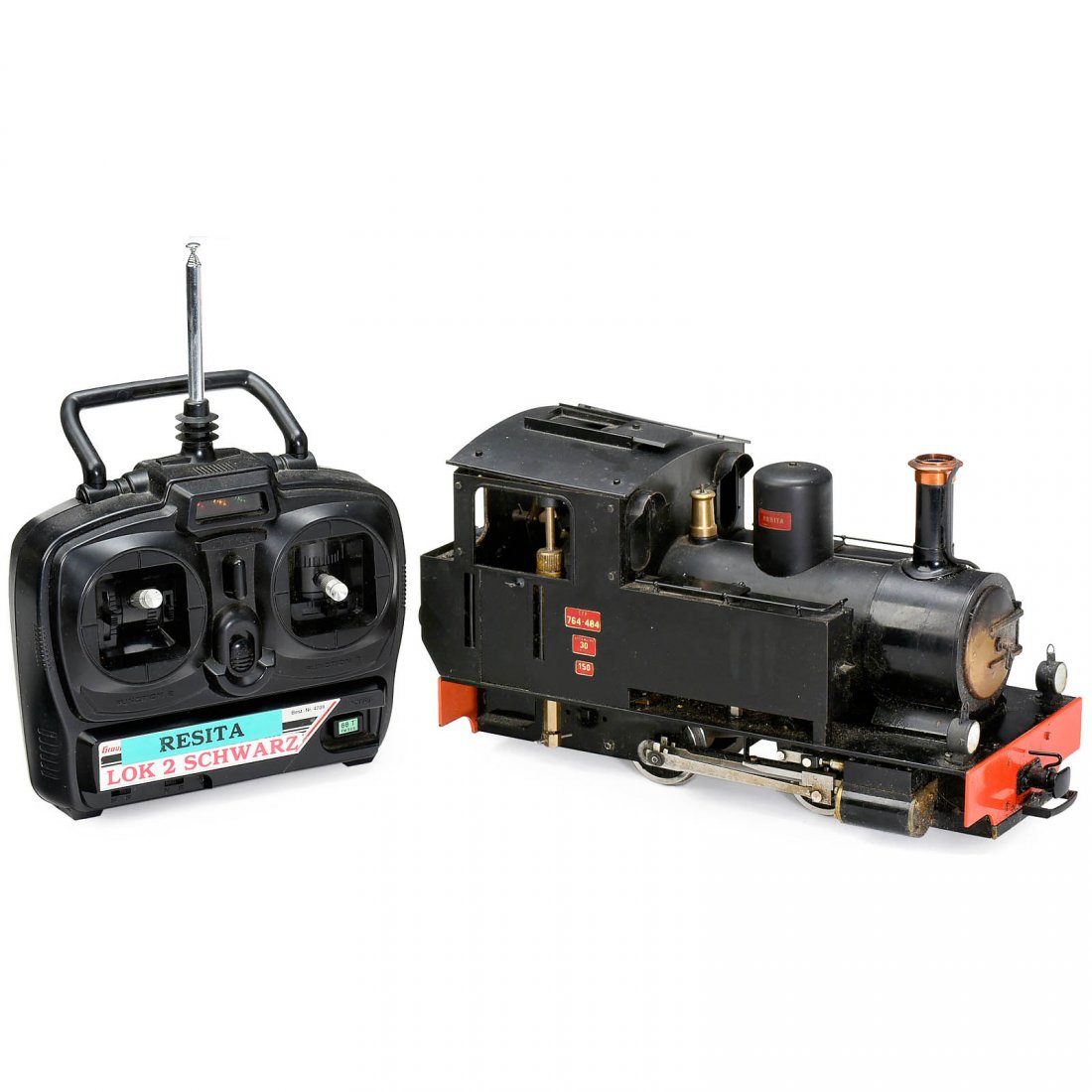 Resita Live Steam Locomotive Gauge G, c. 1995: Resita Live Steam Locomotive Gauge G, c. 1995 Manufactured probably by Dampflokbau DMR, for LGB, scale 1:22,5, butane fired, 2 double acting cylinders, with Graupner remote control, tested with pressu
