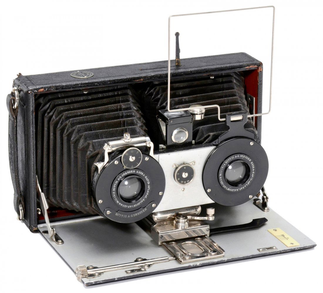 Hüttig Ideal Stereo Camera (9 x 18 cm), c. 1905 (1 of 1)