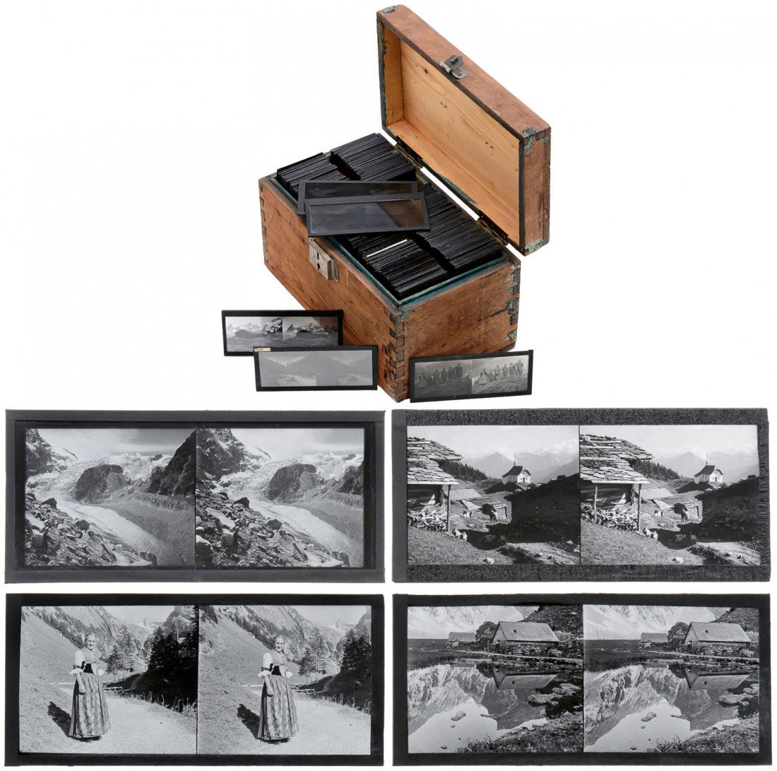 Approx. 200 Glass Stereo Slides of 6 x 13, c. 1930 (1 of 3)