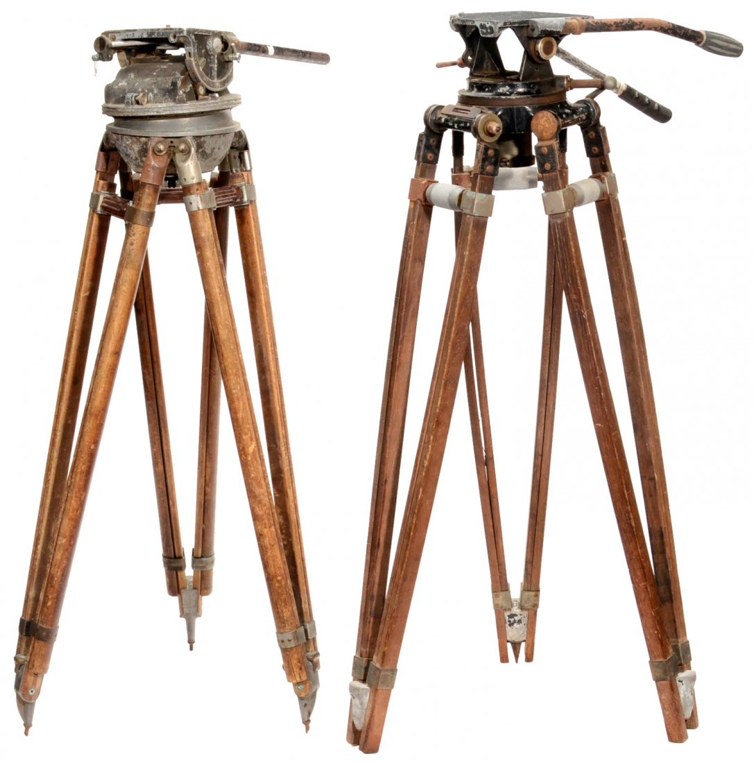 2 Professional 35 Mm Movie Camera Tripods, C. 1930