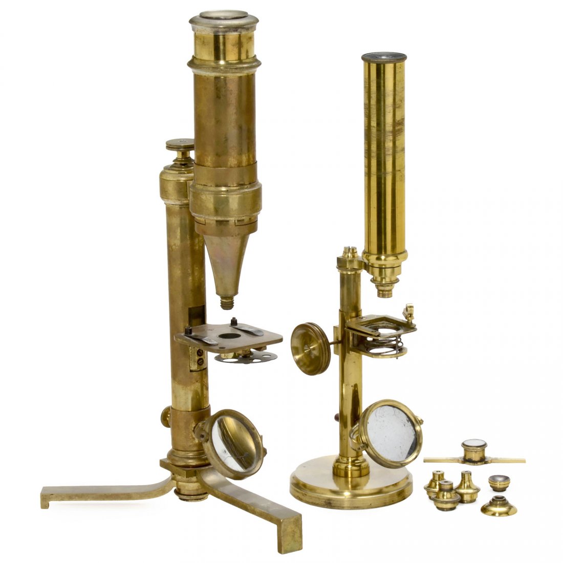 2 Early Brass Compound Microscopes (1 of 1)