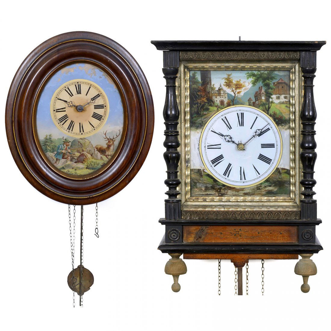 2 Black Forest Picture Frame Clocks, c. 1870 (1 of 3)