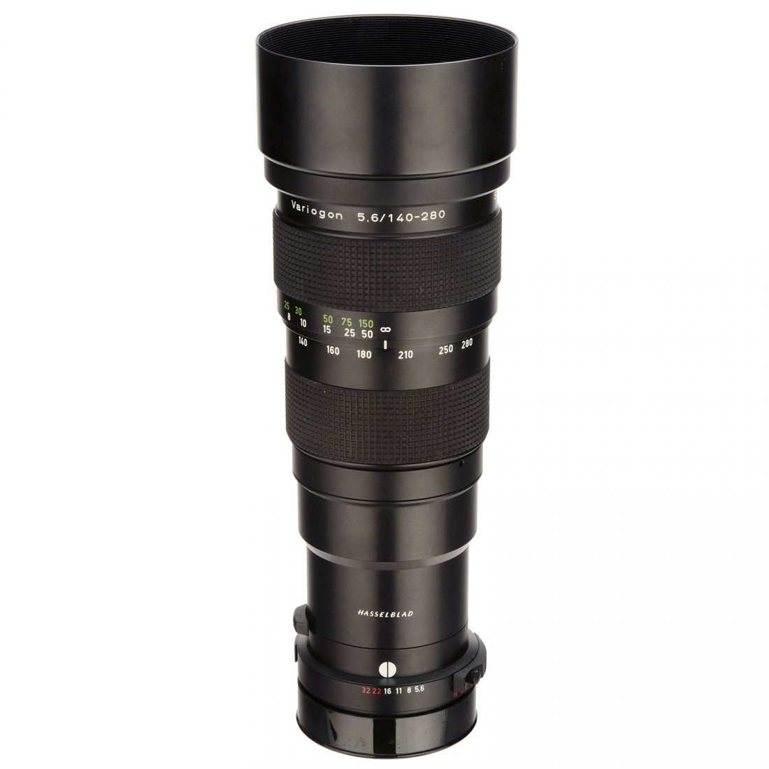 Schneider Variogon 5,6/140–280 mm (Macro): Schneider Variogon 5,6/140–280 mm (Macro) Hasselblad/Schneider. For Hassselblad 2000 FC etc., with lens hood, 2 caps, case and box. Like new! Schneider Variogon 5,6/140–280 mm (Makro) Hasselblad/S