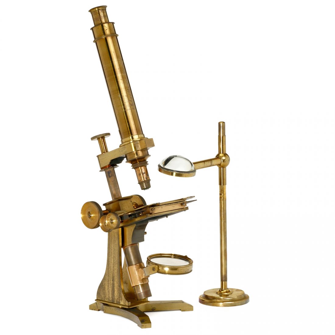 Ross No. 1 Compound Microscope, c. 1860: Ross No. 1 Compound Microscope, c. 1860 Signed on the foot: "A. Ross, London", no. 572, lacquered brass, tilting stand, large double mirror, mechanical cross table, rack-and-pinion focusing, tube engr