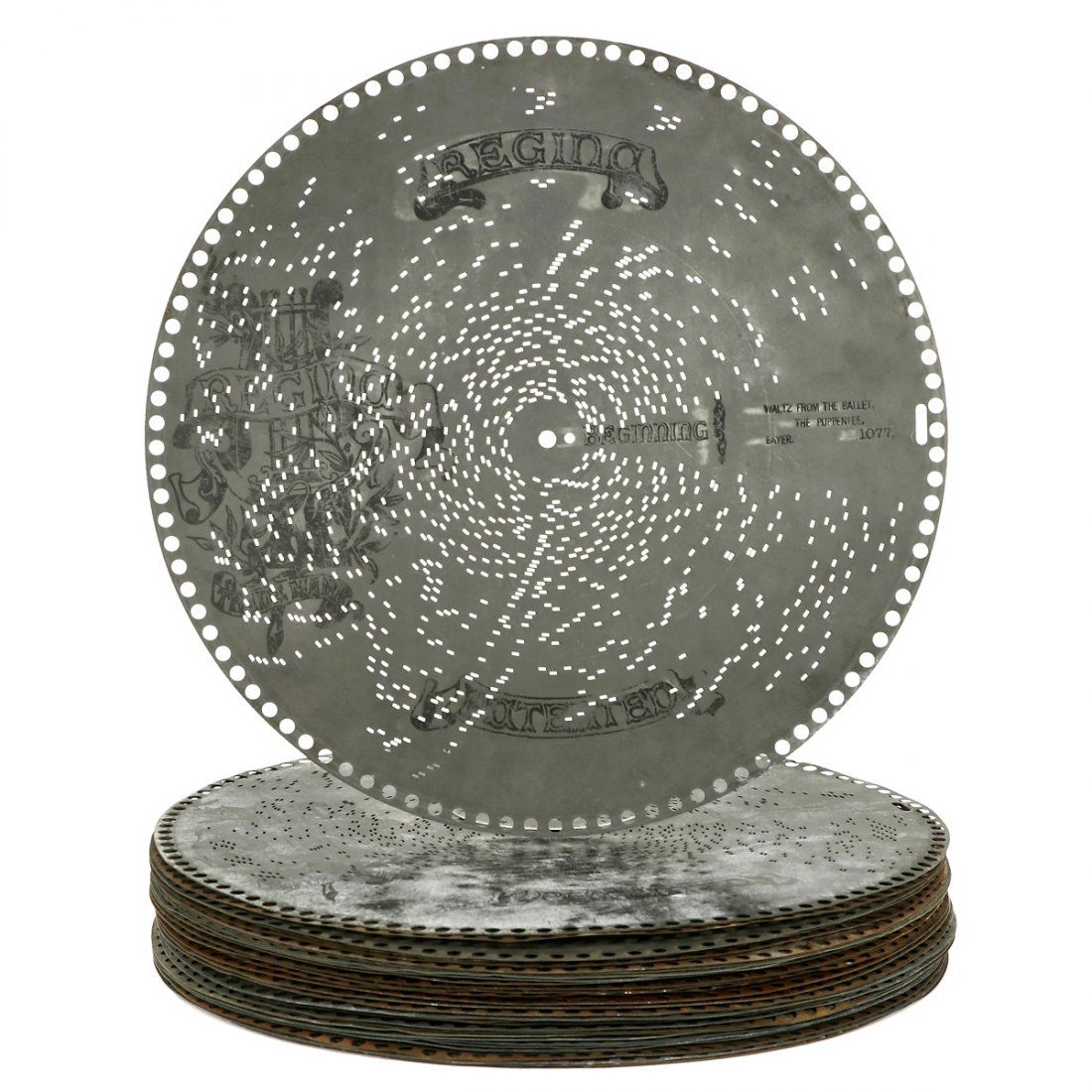 30 Regina Discs for Musical Box Ø 15 ½ in., c. 1900 (1 of 1)