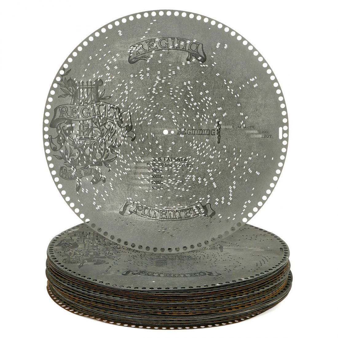 30 Regina Discs for Musical Box Ø 15 ½ in., c. 1900 (1 of 1)