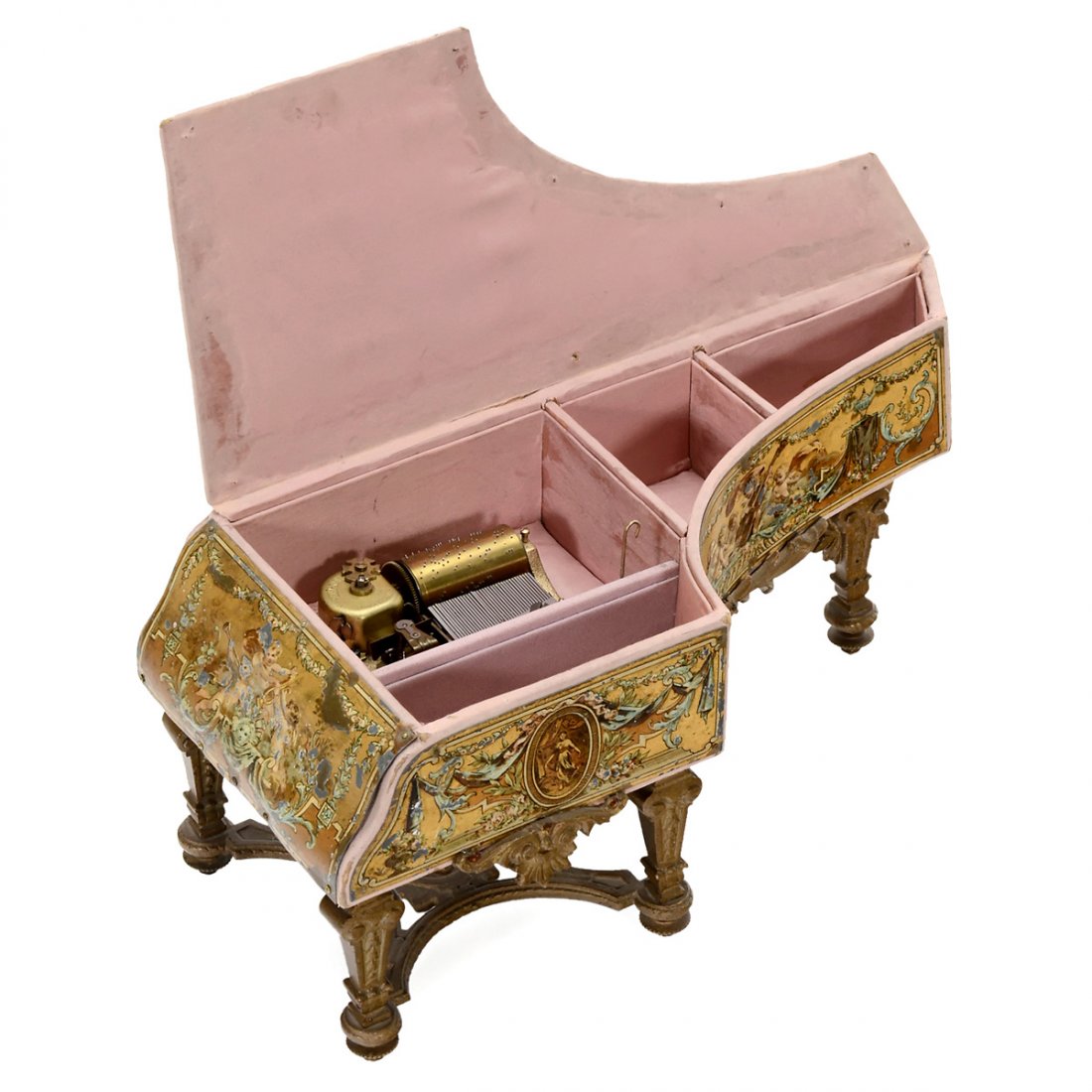 Polychrome Piano-Form Musical Jewelry Box, c. 1920 (1 of 2)