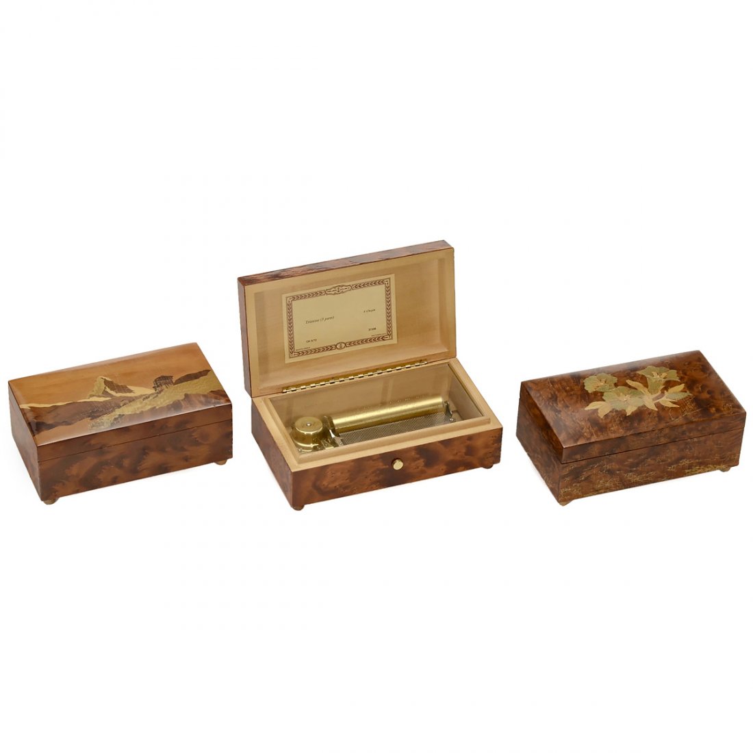 3 Swiss Reuge 3/72 Musical Boxes, c. 1980 (1 of 1)
