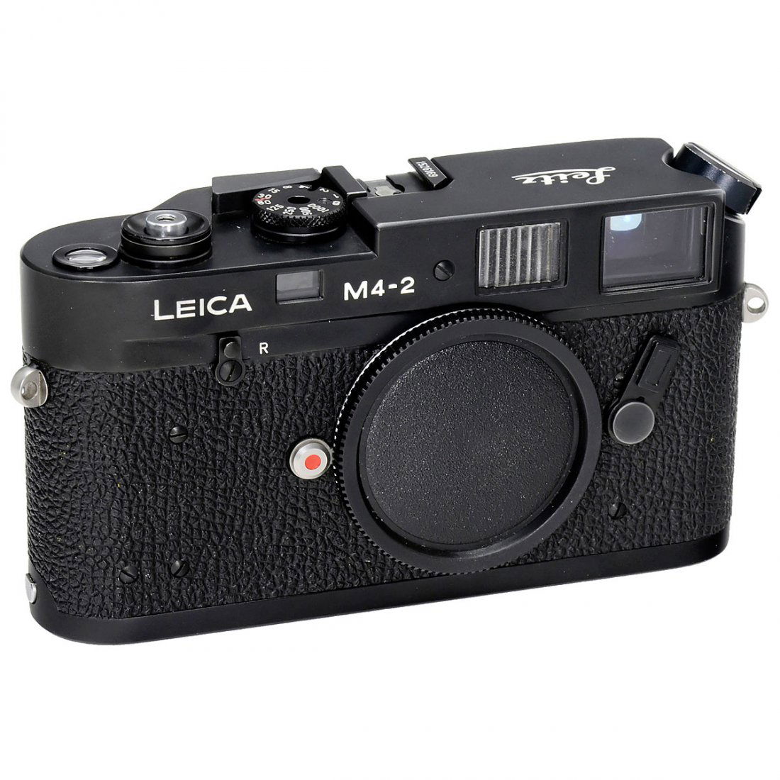 Leica M4-2, 1979: Leica M4-2, 1979 Leitz, Canada. No. 1526169, engraved: Leitz, Canada. Slow speeds too fast, with body cap. Leica M4-2, 1979 Leitz, Canada. Nr. 1526169, Gravuren: Leitz und Canada. Lange Zeiten zu kurz