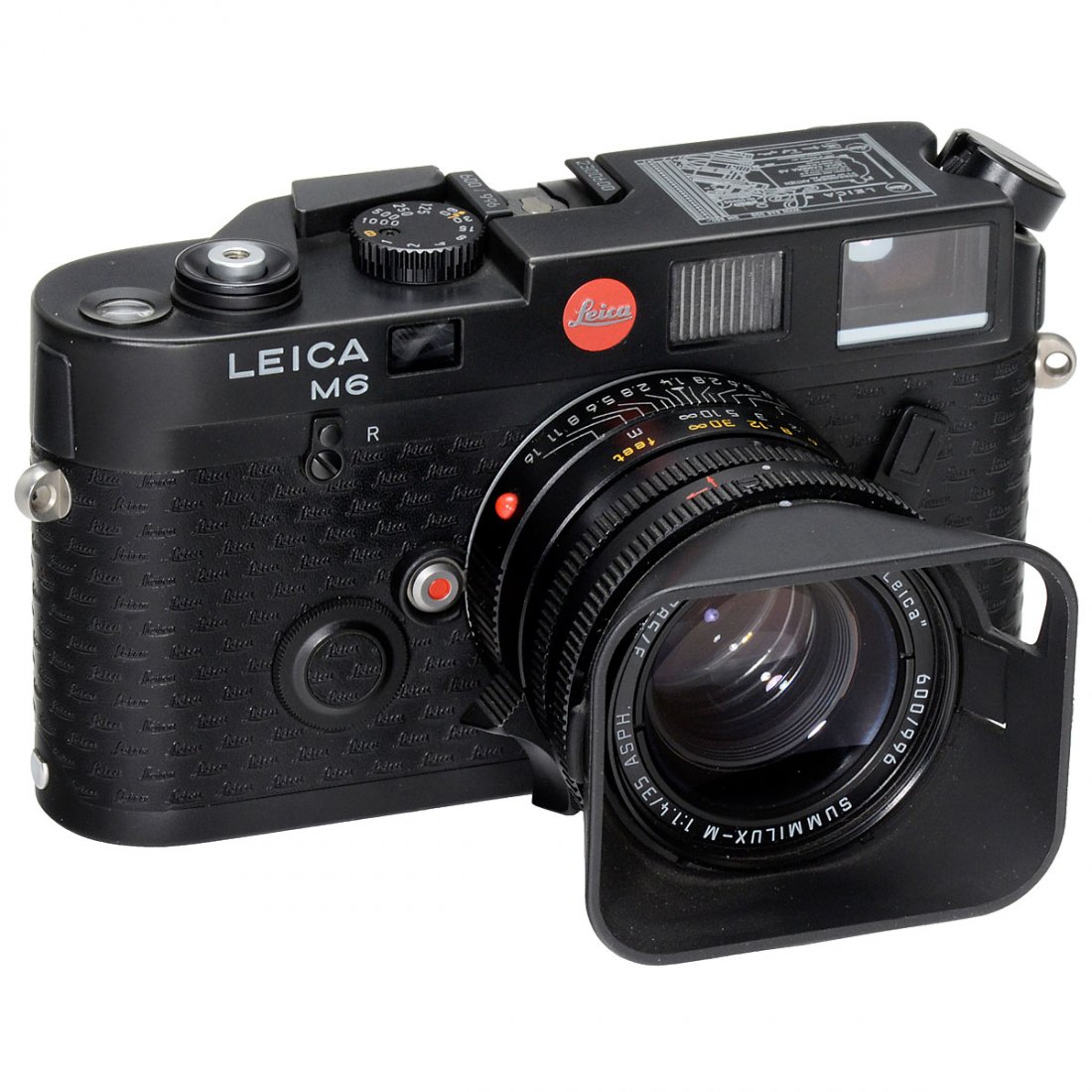 M6 "Ein Stück Leica", Stock Market Launch 1996, 1996: M6 "Ein Stück Leica", Stock Market Launch 1996, 1996 Leica Camera AG. No. 2300600 and 600/996. Black body with special engravings, with "Ein Stück Leica" Summilux-M 1,4/35 ASPH. No. 3758600. Body wi