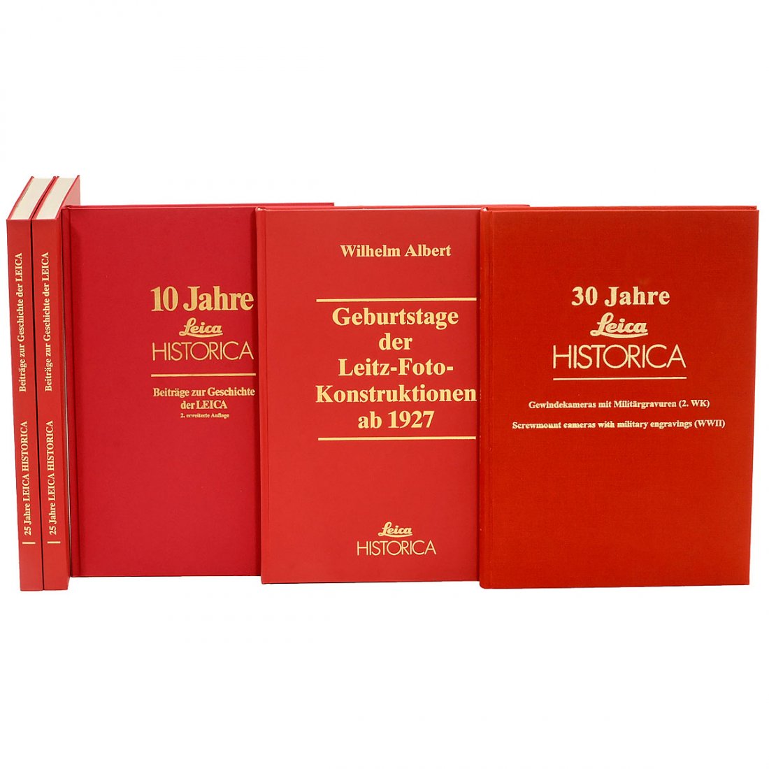 5 "Leica Historica" Books: 5 "Leica Historica" Books 1) "10 Jahre Leica Historica, Beiträge zur Geschichte der Leica", 2nd edition 1989, no. 219 of 250. – 2) Wilhelm Albert, "Geburtstage der Leitz-Foto-Konstruktionen ab 1927
