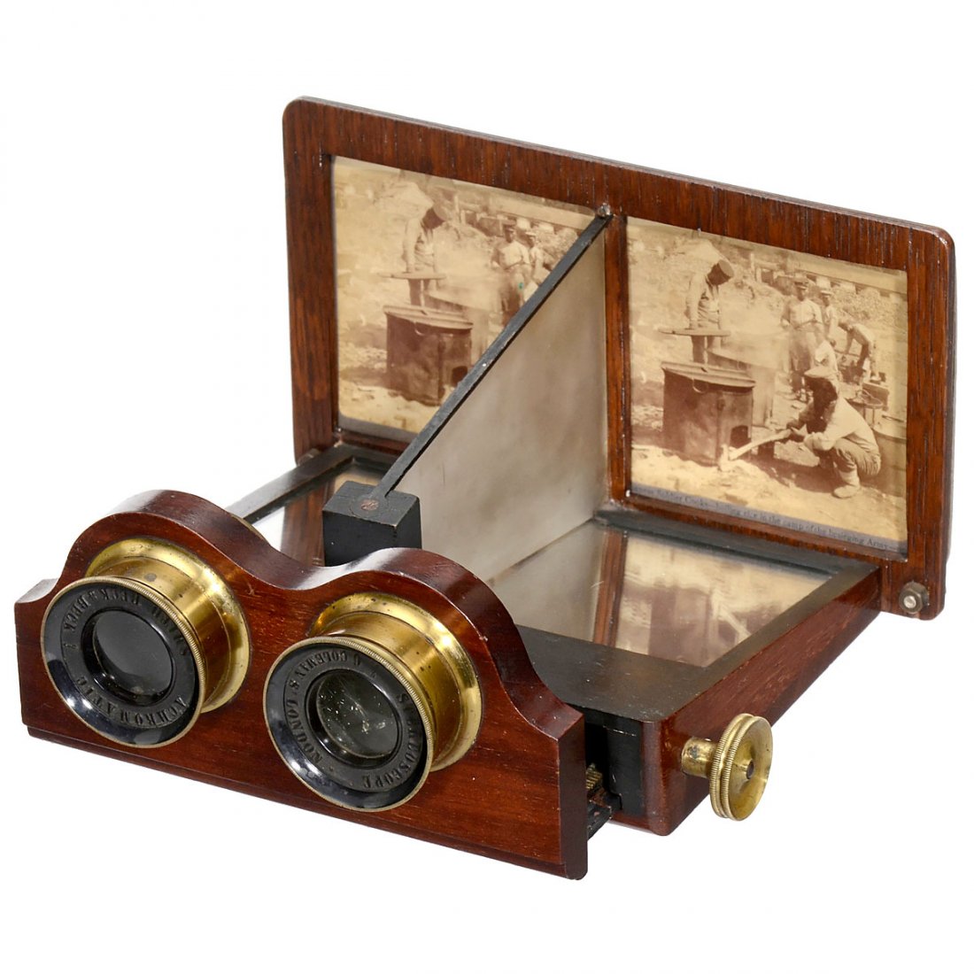 Smith & Beck Mirror Stereoscope 9 x 18, 1859: Smith & Beck Mirror Stereoscope 9 x 18, 1859 Smith Beck & Beck, London. Stereoscope for cards and printed stereo pictures in books with format of 9 x 18 cm, achromatic lenses of approx. 150 mm f