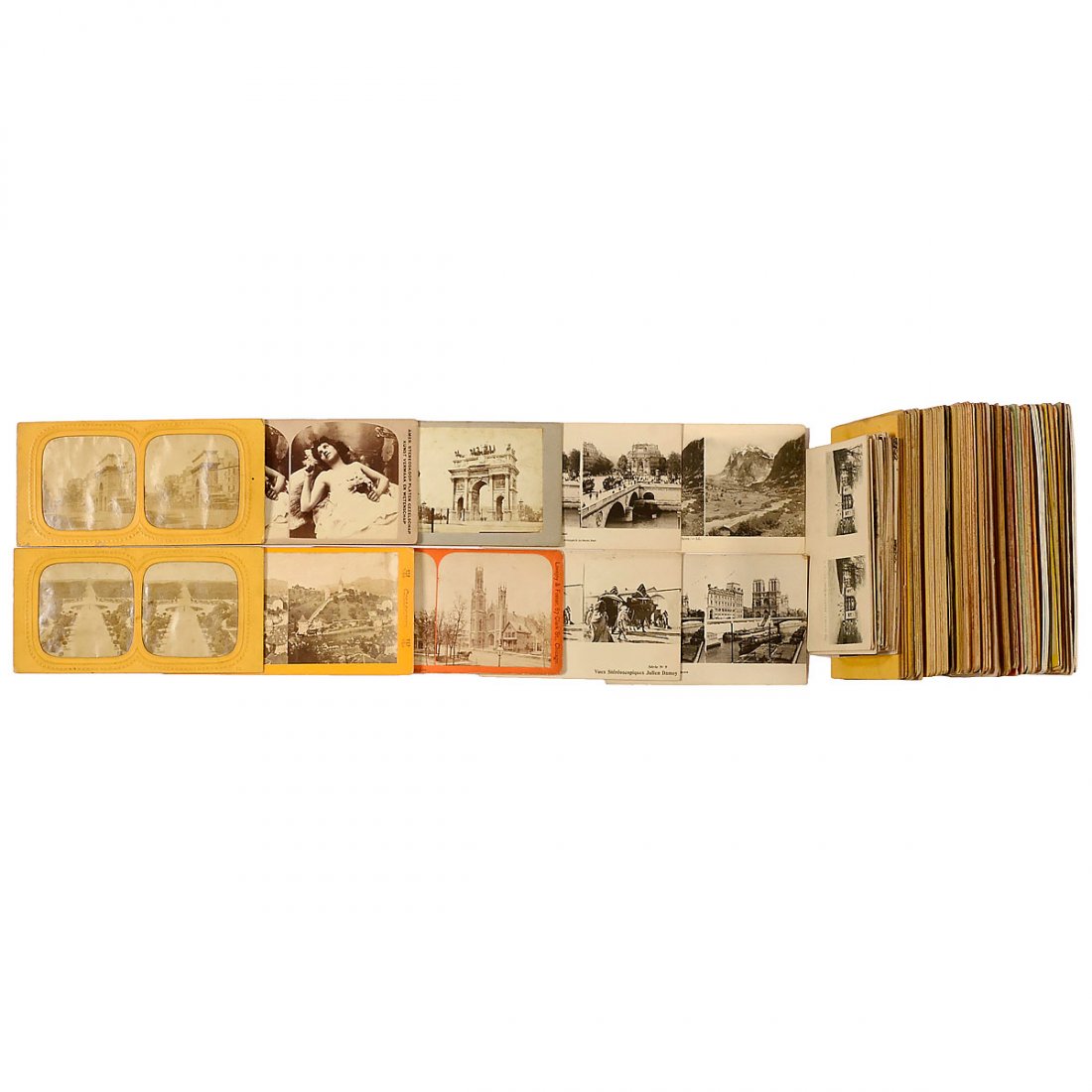 Approx. 120 Stereo Cards 9 x 18 cm, 1900 onwards: Approx. 120 Stereo Cards 9 x 18 cm, 1900 onwards 1) 80 stereo cards, Europe and America. – 2) 6 tissue images, Paris. – And: 3) 39 stereo postcards, mostly Paris. Ca. 120 Stereokarten 9 x 18 cm, a
