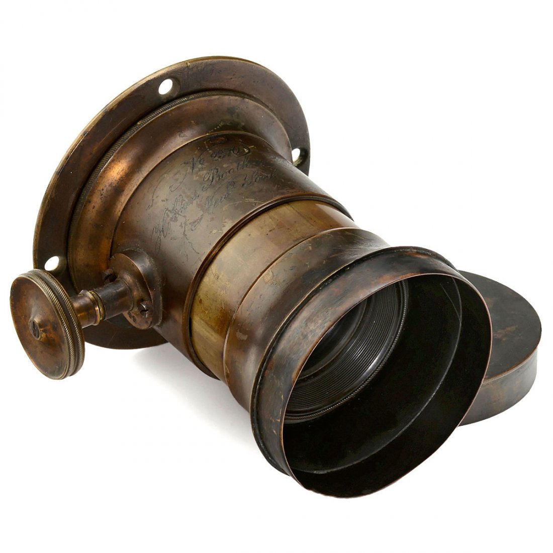 Early American Daguerreotype Lens by Holmes, Booth &: Early American Daguerreotype Lens by Holmes, Booth & Haydens in New York, c. 1854 New York. No. 2370. Petzval-type with typical rack-and-pinion focusing. Focal length of approx. 150 mm, Ø of front el