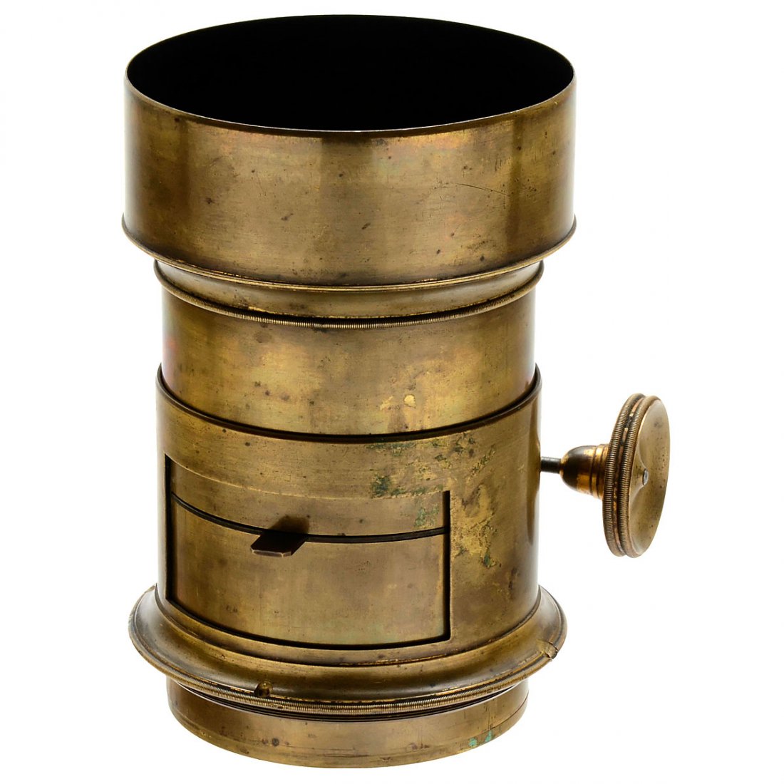 Voigtländer Petzval Portrait Lens (8 ¼ Zoll), c.: Voigtländer Petzval Portrait Lens (8 ¼ Zoll), c. 1862/63 Voigtländer & Sohn, Wien, Braunschweig. No. 22711, second engraving, 21 cm focal length (8 ¼ in.), with one waterhouse stop, rack-and-pinio