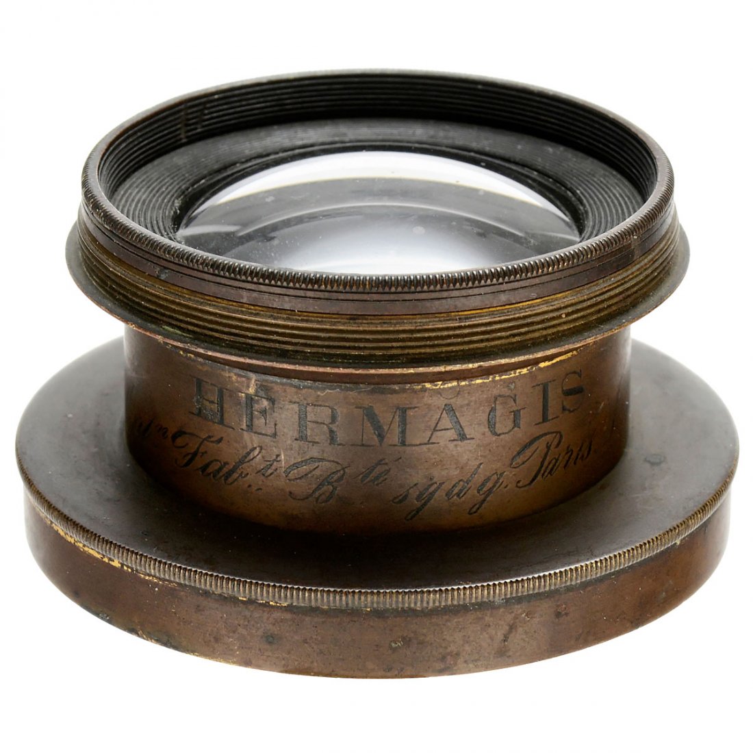 Globe Wide-Angle Lens by Hermagis, Paris, No. 18267, c.: Globe Wide-Angle Lens by Hermagis, Paris, No. 18267, c. 1875 A lens similar to the "Globe" by Harrison consisting of two convex achromatic lenses. Different from "Globe Avec Diaphragmes Perfectionnés