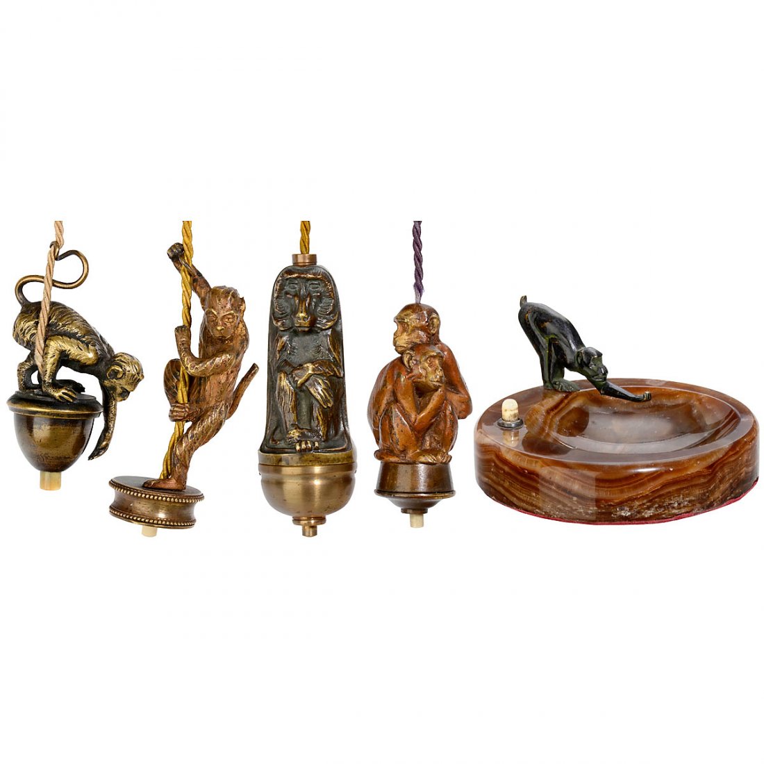 5 Electrical Table Bells Depicting Monkeys, c. 1910 (1 of 4)