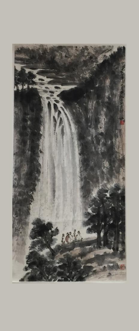 Fu Bao shi ( 1904-1965), Landscape: Chinese Ink and color on paper seal and signed Fu Bao shi, Scroll; L: 48 in W: 23 in