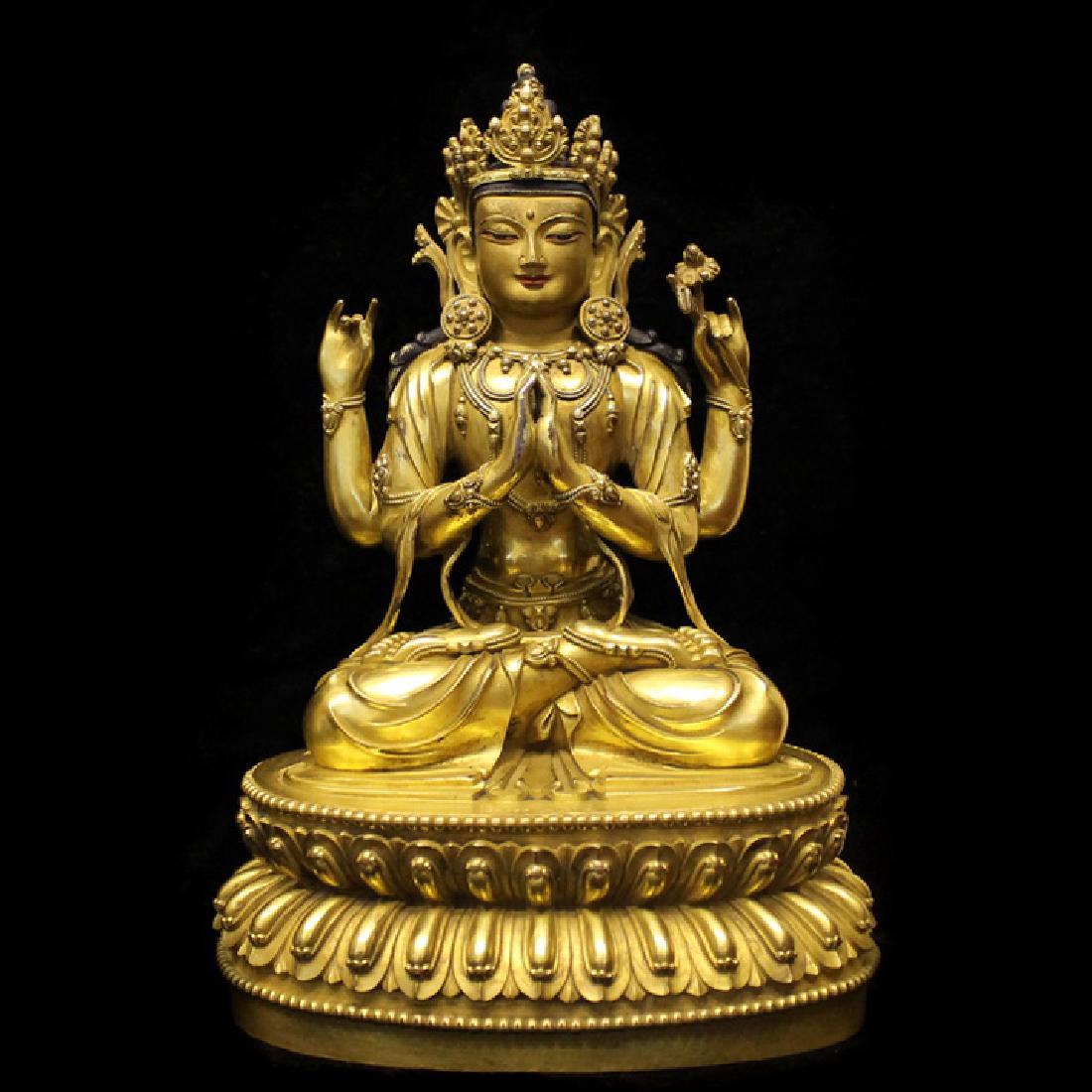 Ming Dynasty Gilt Bronze Tibetan Buddha Statue (1 of 6)