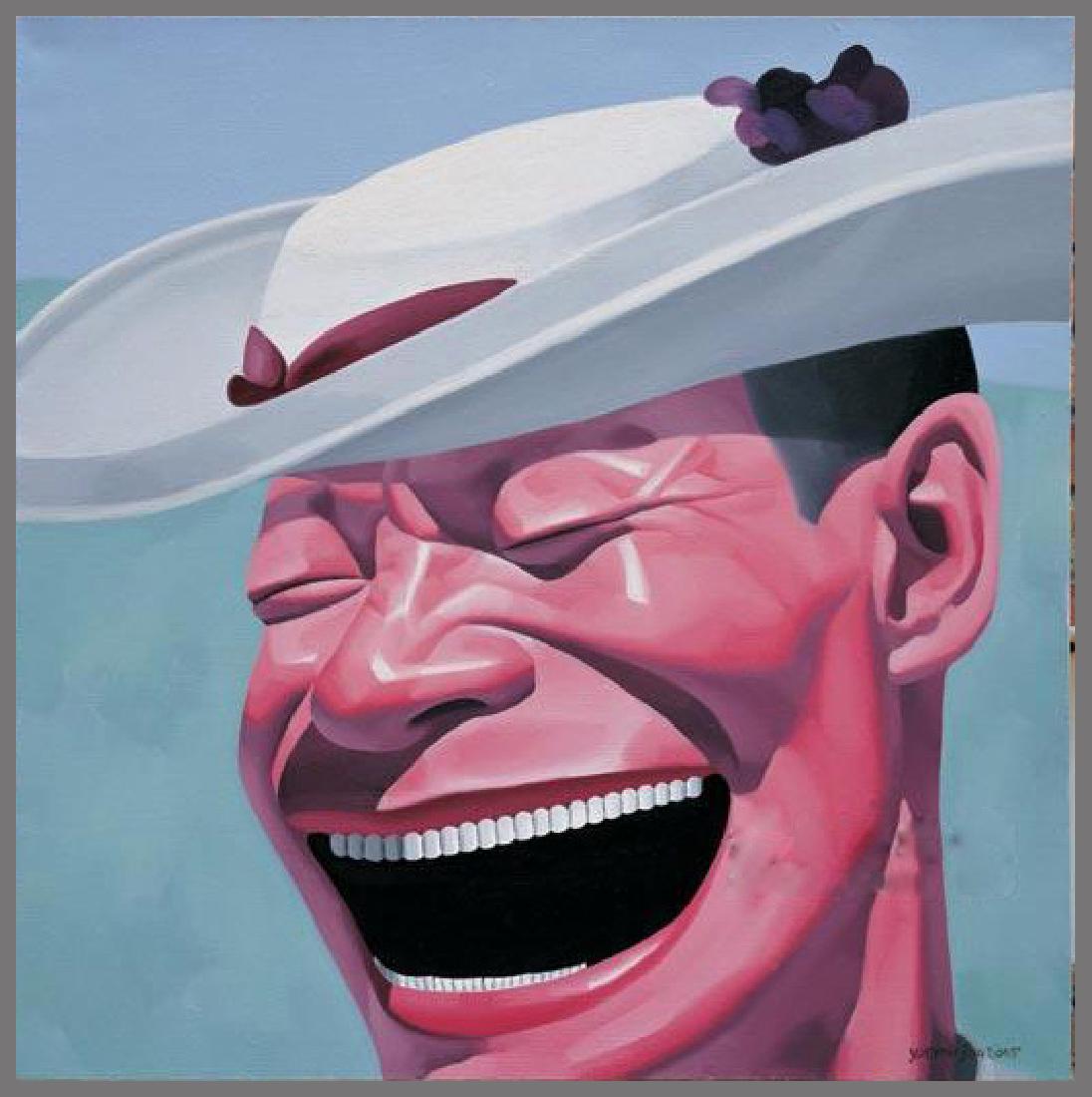 Chinese Oil Painting of Figure, Signed Yue Minjun: Chinese Oil Painting on canvas, Figure, Signed Yue Minjun (1962- ); L: 60 cm W: 60 cm