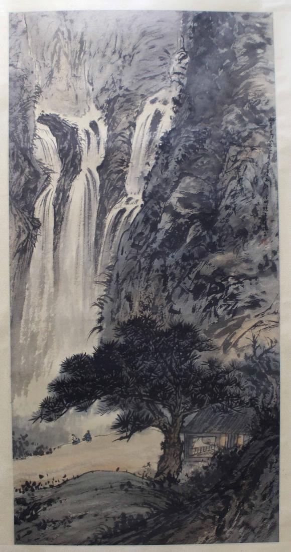 Chinese Painting of Landscape Signed Fu Bao Shi: Chinese Painting of Landscape Signed Fu Bao Shi; L: 66 cm W: 136 cm