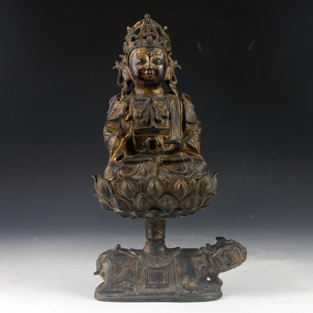 CHINESE TIBETAN ANTIQUE GILT BUDDHA FIGURE (1 of 13)
