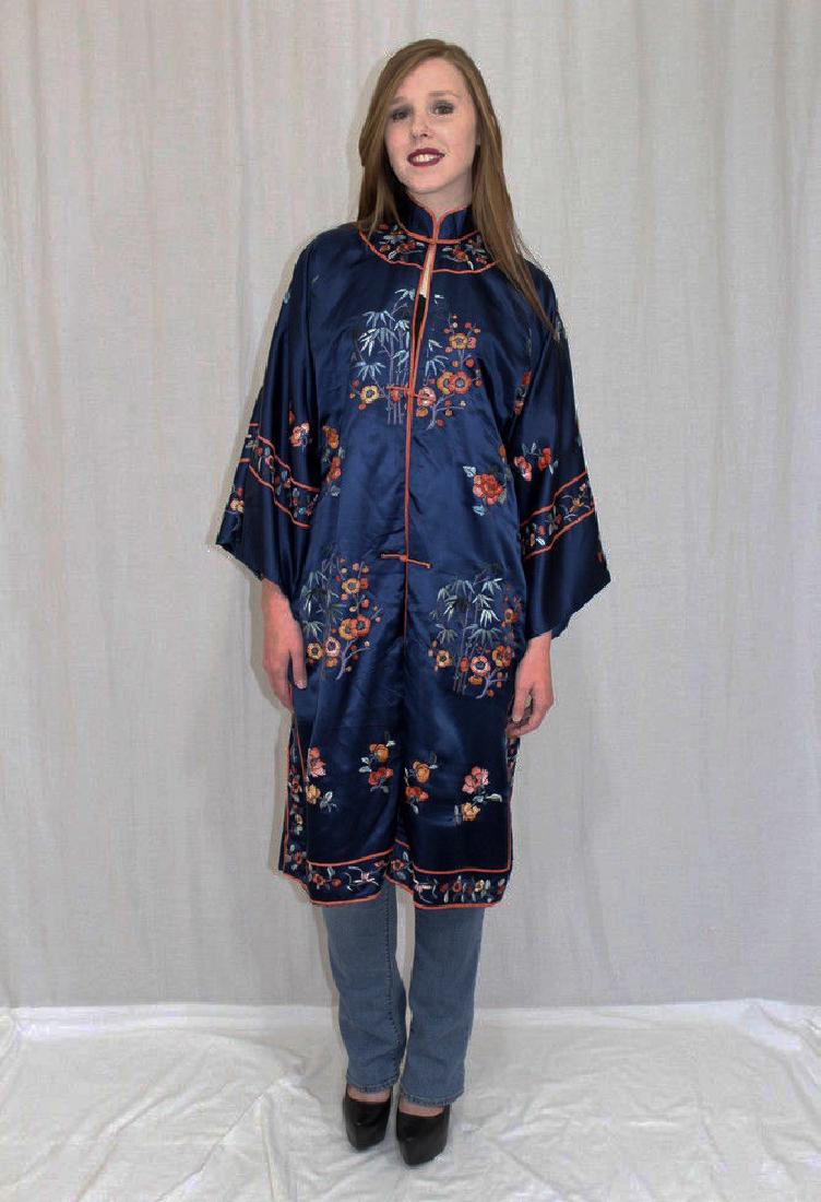 CHINESE EMBROIDERED SILK SATIN ROBE (1 of 5)