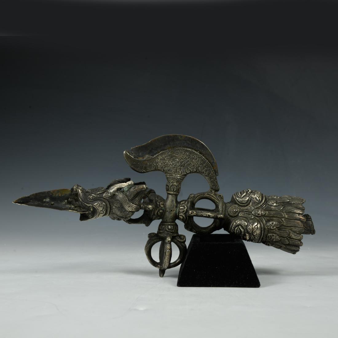 LARGE TIBETAN BRONZE RITUAL PHURBA DAGGER (1 of 6)