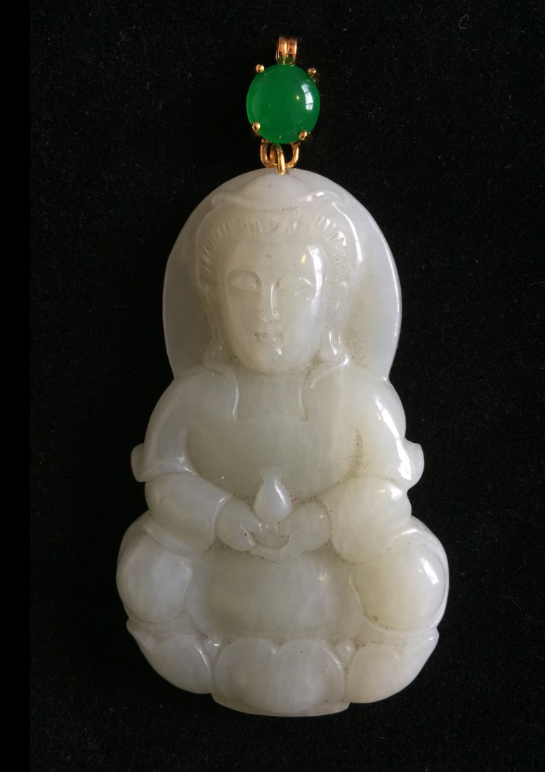 A CARVED JADE PENDANT OF GUANYIN (1 of 1)