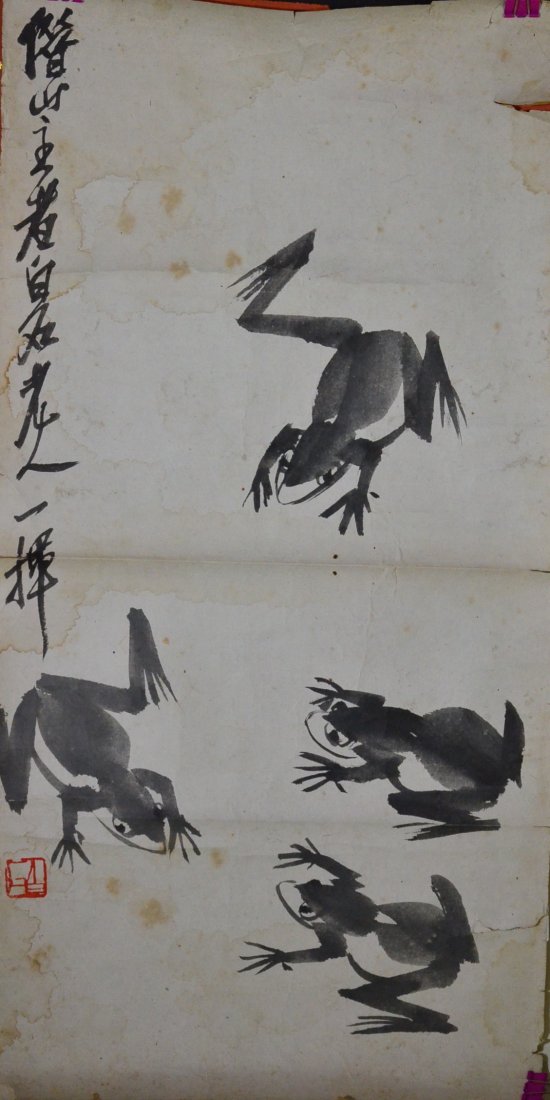 A CHINESE PAINTING OF FROG, SIGNED QI BAI SHI (1 of 2)