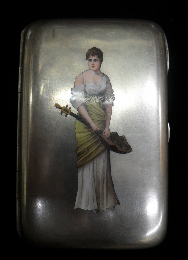 A RUSSIAN ANTIQUE SILVER CIGERATTE CASE: Russian silver cigarette case 84, 156gram, 3 3/4 x 2 ¾ in
