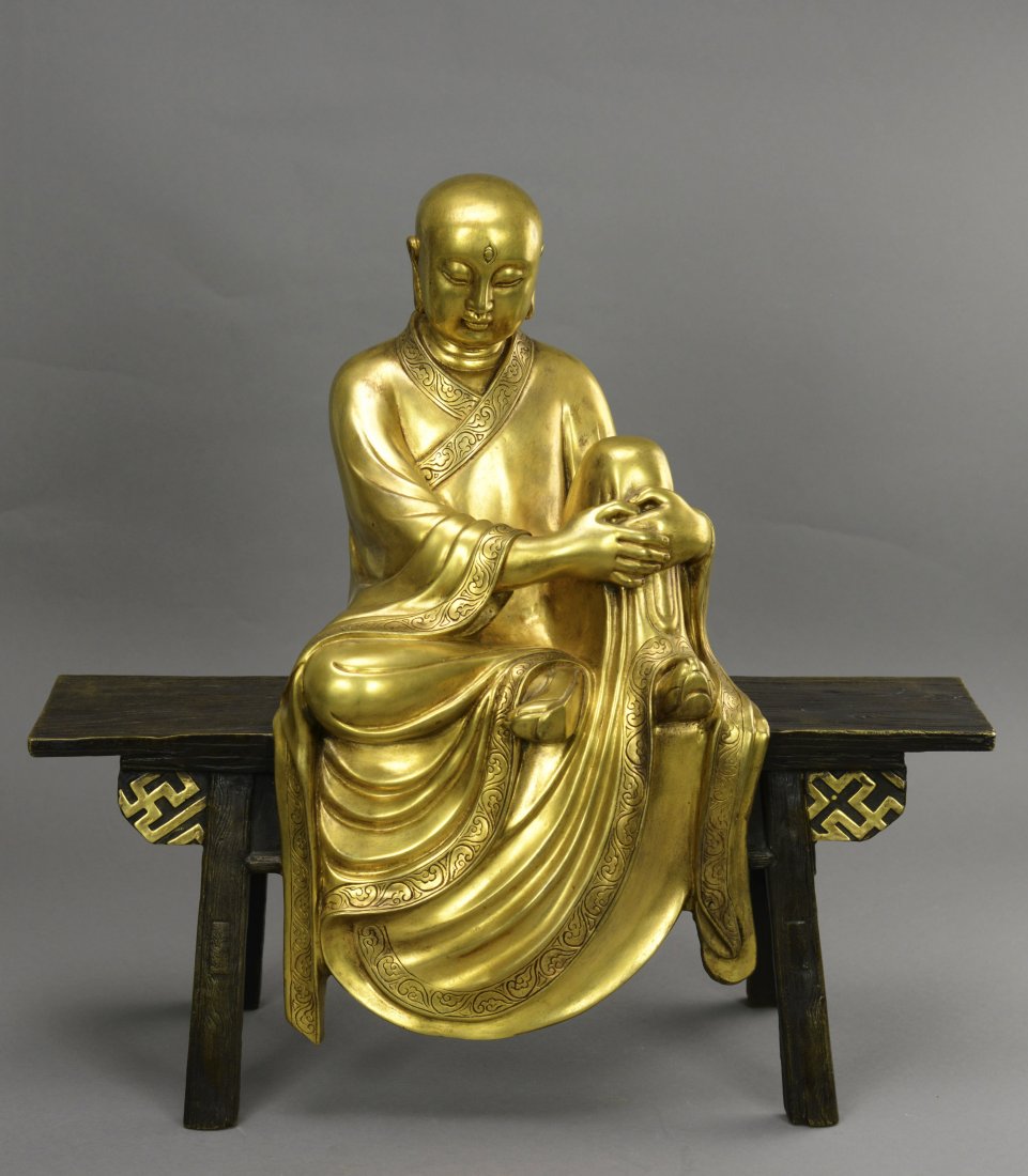 A Copper Gilt Ksitigarbha Statue (1 of 3)