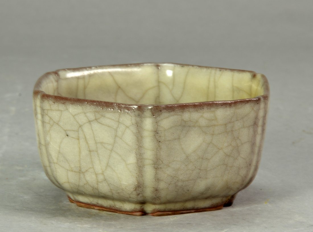 Chinese Antique Ge Yao-Type Hexagonal Bowl (1 of 6)
