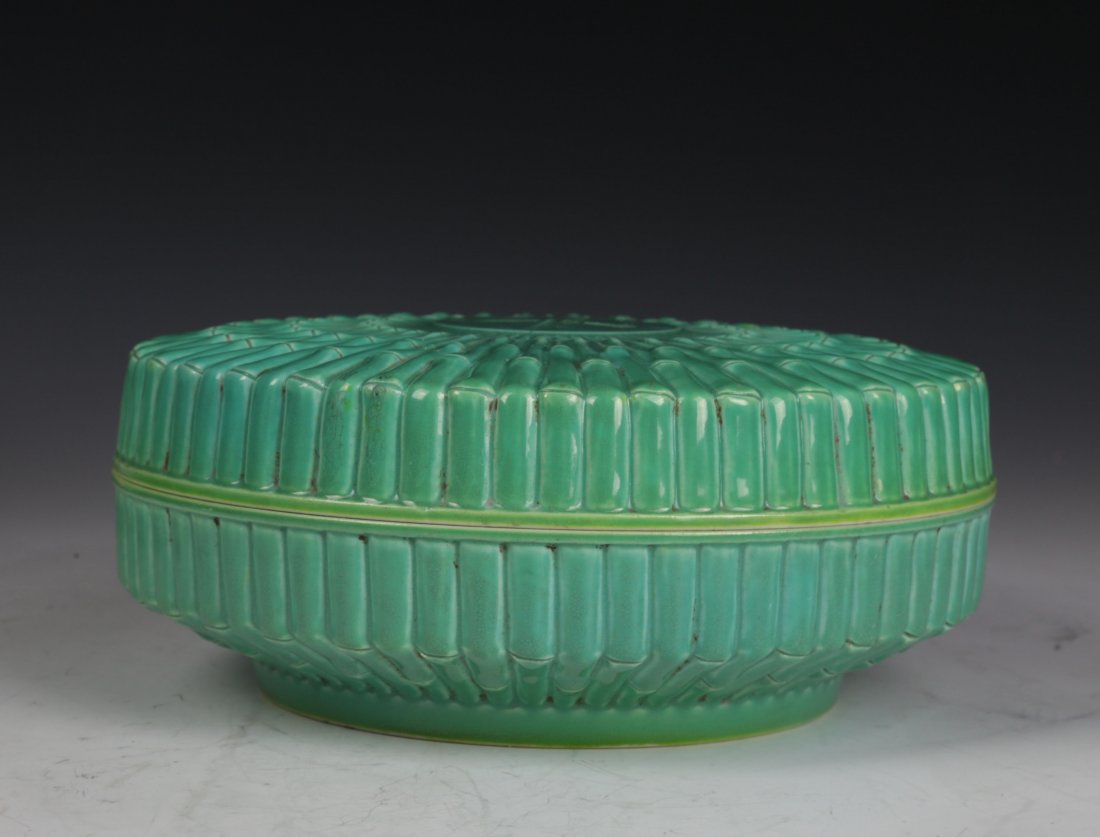 Chinese Turquoise Glazed Bamboo Forest Box and Cover (1 of 5)