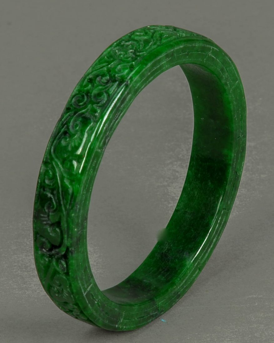 Chinese Jadeite Bangle Carved (1 of 5)