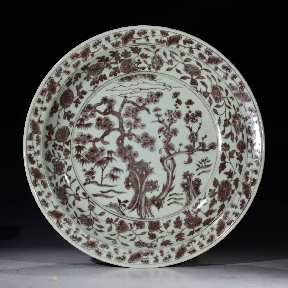 Large Chinese Antique Copper Red Charger (1 of 8)