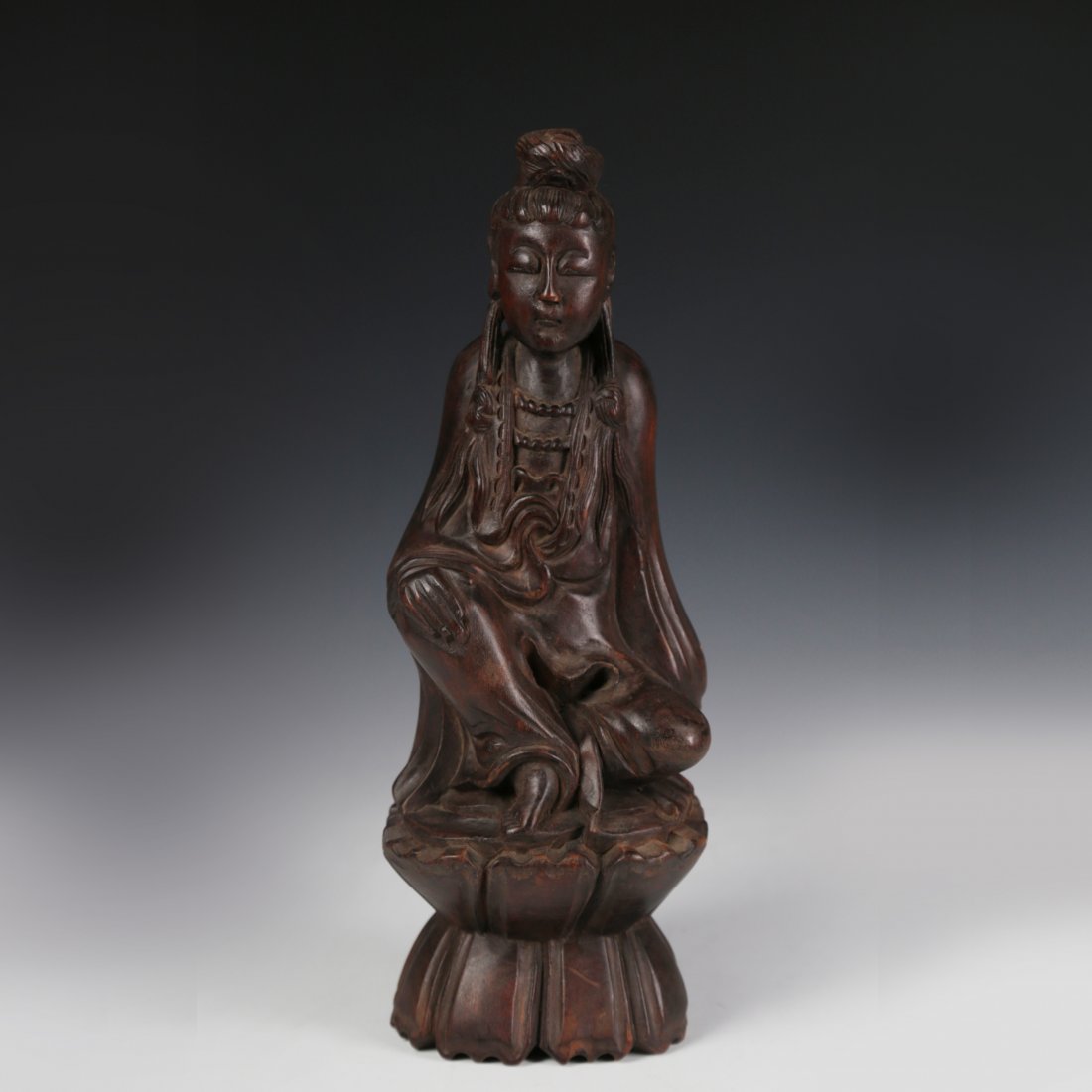 Chinese Hard Wood Carved GuanYing Statue (1 of 6)