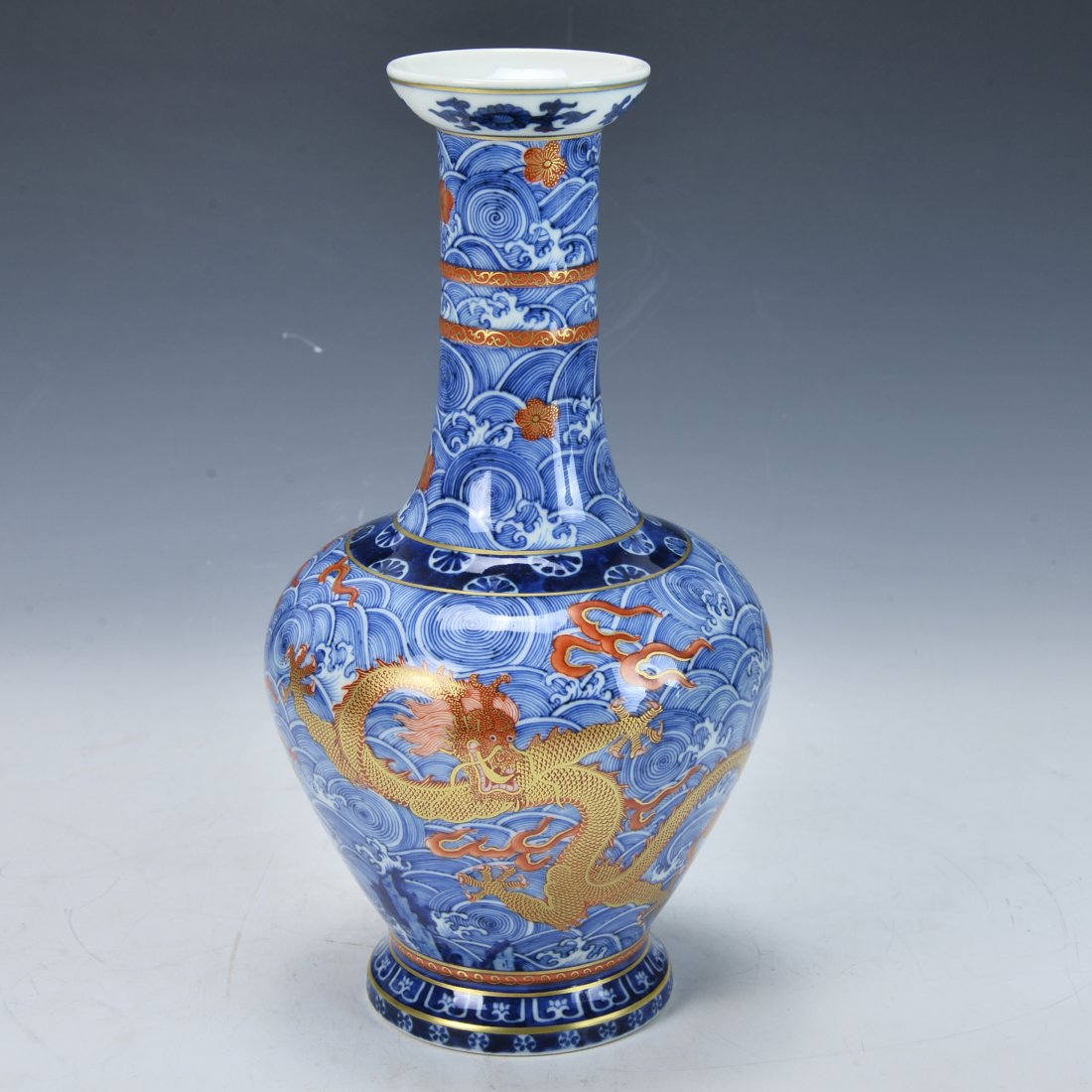 Chinese Gilt Blue and Copper Red Vase (1 of 6)