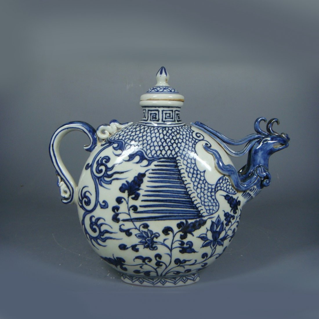 Chinese Blue and White Phoenix Head Tea Pot (1 of 8)