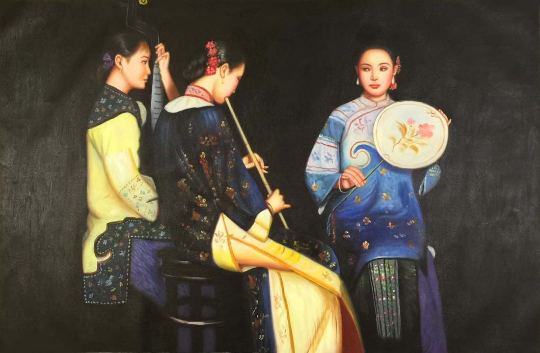 Chinese Oil Paiting on Canvas attributed Cheng (1 of 2)