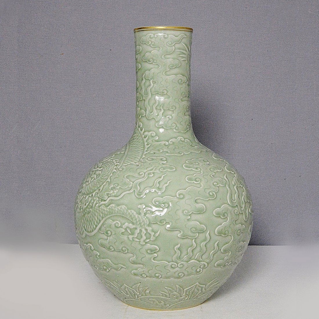 Chinese Monochrome Green Glaze Ball Vase (1 of 9)