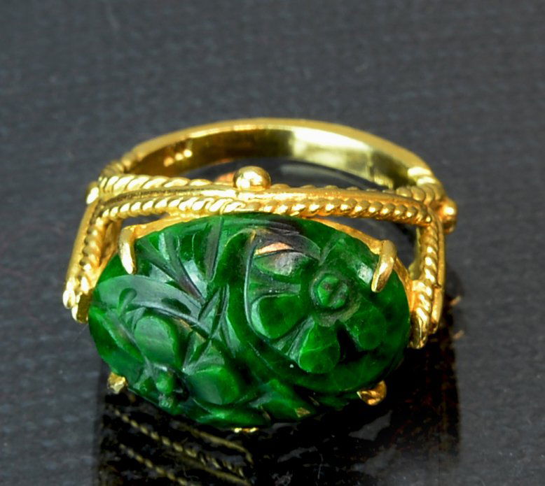 Chinese Antique Jadeite Ring 14k gold (1 of 4)