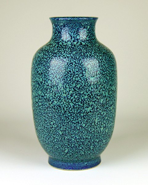 Qing Dynasty Yong Zheng Period Robin’s Glazed Vase in: A Lu Jun Glazed Lantern Shape Vase with Yongzheng Period Mark,Qing Dynasty
