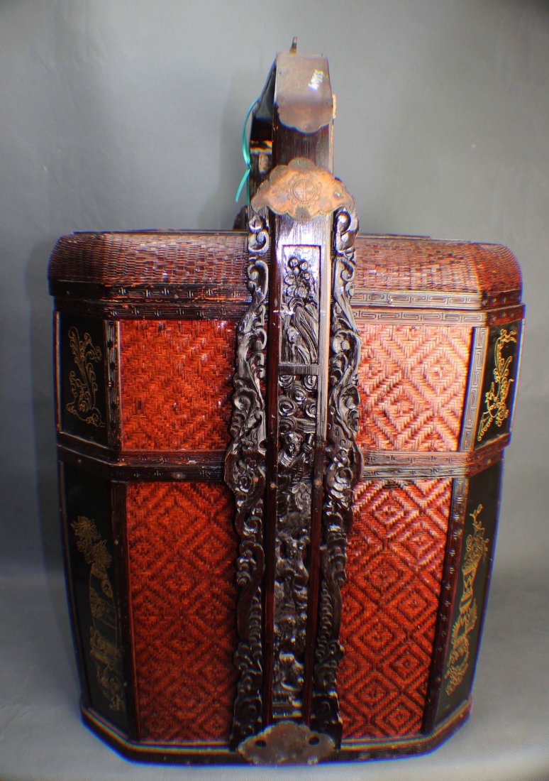 A Banboo Food Box from Qing Dynasty: A Banboo Food Box from Qing Dynasty,A Big Banboo Dinner-box from Qing, H: 24", W: 13",L:16"