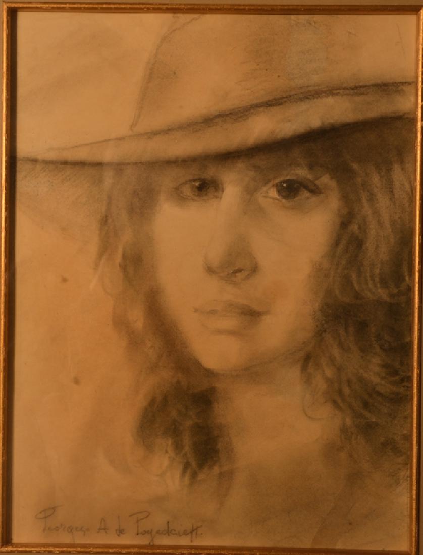 Georges DE POGEDAIEFF (1897-1971) Russian - French: Georges DE POGEDAIEFF (1897 Kursk, Russia - 1971 Paris, France) ; Female portrait ; 1st half of the 20th century ; pencil on paper / framed with glass ; dimensions 27 x 21 cm (10 2/3 x 8 1/4 in.) ; si