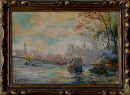 Elie PAVIL (1873-1948) Ukrainian - French: Elie Anatole PAVIL (1873-1948) ; Paris. Hotel de Ville view ; oil on canvas / framed ; dimensions 24,5 x 35,5 cm (9 2/3 x 14 in.) ; signed lower left corner ; Shipping to USA - DHL $160 , National pos